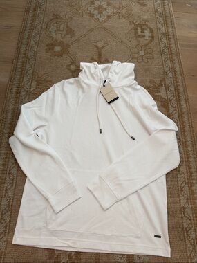 Bugatchi Cream Pullover Hoodie with Drawstring